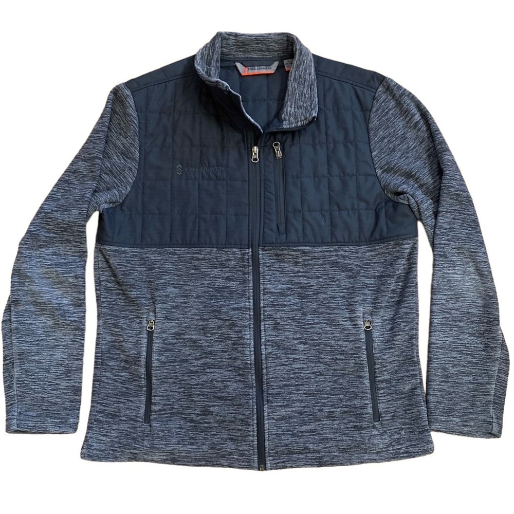 Free Country Fleece Lined Zipper Jacket Black Grey Men’s Medium 38-40